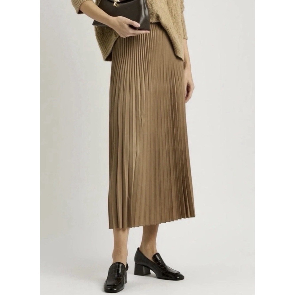 Eileen Fisher Pleated Camel Maxi Skirt